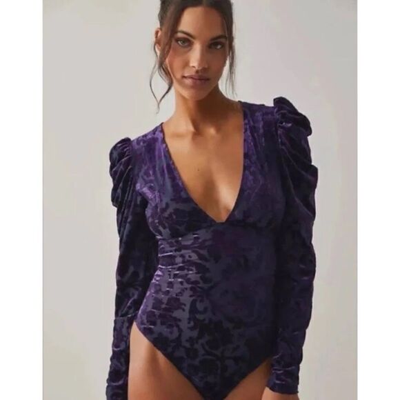 NWT Free People Magic Hour Bodysuit in Deep Sea Combo, Size Small - Picture 7 of 16